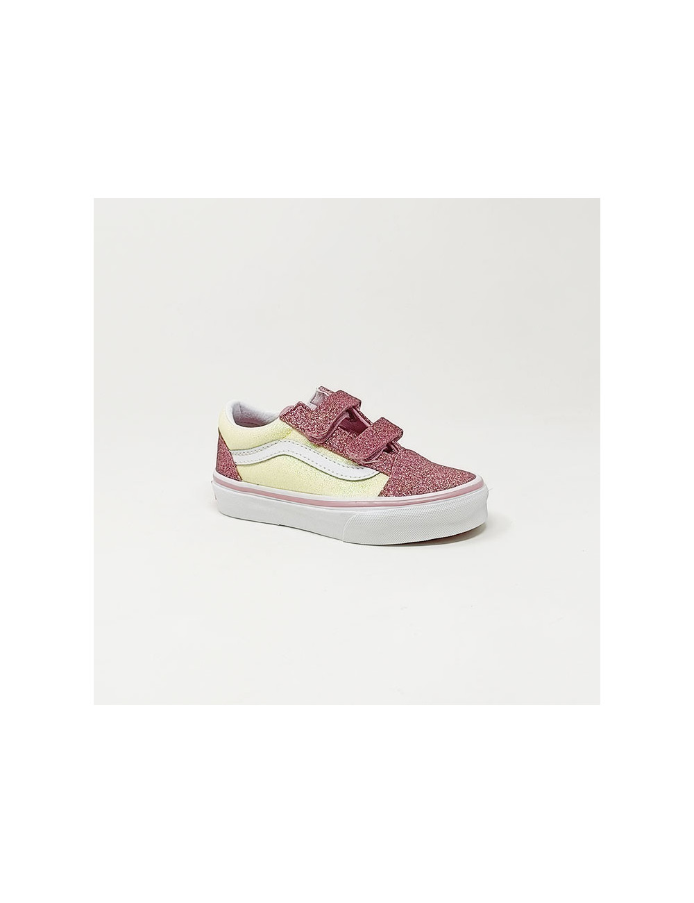 VANS OLD SKOOL V GLITTER JAUNE/ROSE