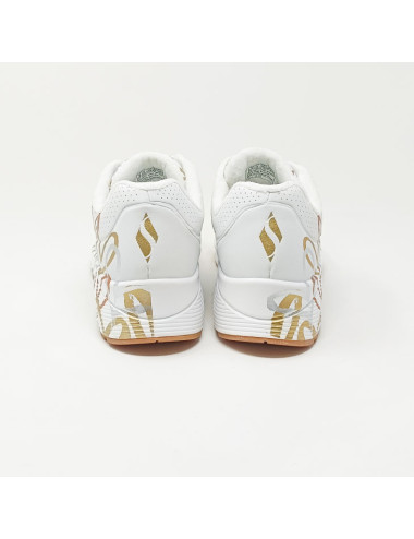 SKECHERS UNO METALLIC BLANC/GOLD